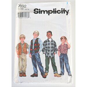 Simplicity 7892 Pattern Vintage Boy's Classic Button Front Camp Shirt Long Short